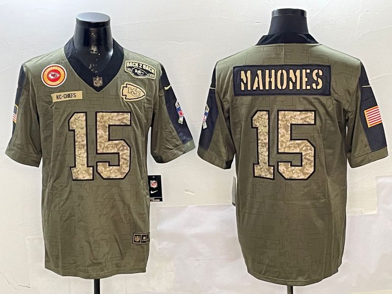 Men Kansas City Chiefs #15 Mahomes Green 2025 Nike Salute to Service Limited NFL Jersey style 14